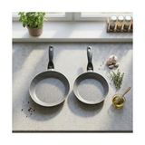 Esmo Home Deconox Papilla Nirvana Eco 2'li Tava Seti - 16 cm ve 20 cm Gri Kırçıl Granit Efektli Yanmaz Yapışmaz Pratik Omlet ve Sos Tavası - Option-1 - --