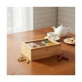 Esmo Home DECONOX%100 Doğal Bambu 6 Bölmeli Çay Kutusu (19X25.5X9 Cm) - Şeffaf Kapaklı Ahşap Poşet Çay ve Kahve Köşesi Düzenleyici - 0 Siyah - Option-1