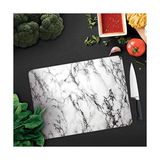 Esmo Home Decorita 10001503001 Beyaz Mermer Görünümlü Cam Kesme Tahtası, 30CM x 40CM - Ahşap