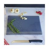 Esmo Home Decorıta Kanallı Cam Kesme Tahtası - Cam Kesme Tablası | (Füme Cam, 25CM x 35CM) - Ahşap