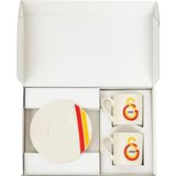 Esmo Home Dekomus ile Galatasaray 1905 Logolu Porselen Fincan Seti, 2'li, Kırmızı-Sarı Çizgili Tabak, Özel Kutulu