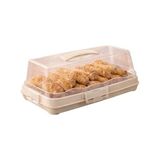 Esmo Home Dikdörtgen Şeklinde Şeffaf Pasta Taşıma Kabı Piknik Gezi Için Kek Fanusu Pasta Kutusu Börek Çörek Saklama Kabı (Antrasit) - Kestane Akaju - Option-1