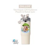 Esmo Home Dıller Tumbler 950 ml Tek Kapak Çift Kullanım Pipetli/pipetsiz Taşıma Kulplu Çelik TERMOS-FFDILLERD9358 - 0,25 L