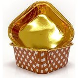 Esmo Home Dolphin 25LI Muffin Kalıbı - Cupcake Kalıpları, Su Geçirmez ve Yağ Geçirmez Pişirme Kağıtları, Ev Veya Parti Için Alüminyum Folyo Pişirme Kek Kapları - Kare Pötikare Kırmızı-Altın - Option-1 - 001-Renkli