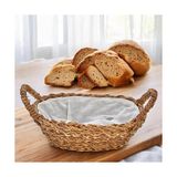 Esmo Home El Yapımı Doğal Hasır Kulplu Çok Amaçlı Dekoratif Oval Sepet, Hasır Kulplu Ekmek Sepeti (27X18X8 Cm) - Kestane Akaju - Option-1