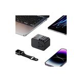 Esmo Home Fulltech Seyahat Adaptörü, 25W Gan Hızlı Şarj, 2x Usb-C + 1x Usb-A, Travel Adapter, Priz Dönüştürücü, 200+ Ülke Uyumlu, Çoklu Cihaz Şarj, Kompakt Tasarım - 0 - Siyah - Option-1