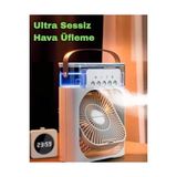 Esmo Home Hava Soğutucu Vantilatör - Haki - 7 Renk LED Işıklı Mini Hava Soğutucu, Buharlı Nemlendirici, Parfüm Hazneli, Zaman Ayarlı, Taşınabilir USB Fan (Ev & Ofis Için) - 001-Siyah