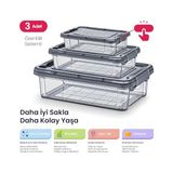 Esmo Home Hobby Life Elite 3’lü Kilitli Saklama Seti (3L+1.5L+0.85L) – Iç Içe Geçen Yer Tasarruflu, Şeffaf Antrasit Premium Gıda Kabı - 0 Siyah - Option-1