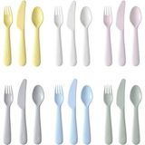 Esmo Home Ikea 704.613.85 Kalas 18 Parça Sofra Takımı Seti, Karışık Renkler, Bir Çocuğun Yiyecekleri Kesmesi ve Bölmesi Daha Kolay, Çocukların Küçük Ellerinde Tutması Kolay, Bıçağın Tırtıklı Kenarı Vardır - Kestane Akaju - Option-1