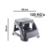 Esmo Home Iki Basamaklı Kaymaz Tabure - 120 kg Taşıma Kapasiteli - Basamaklı Tabure - Sert Plastik - 301 - Siyah - Option-1