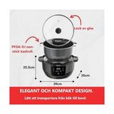 Esmo Home Instant Pot Üstün Yavaş Pişirici/yavaş Pişirici, 7,1l Çoklu Pişirici / 4 Pişirme Fonksiyonu (Yavaş Pişirme, Kızartma, Buharda Pişirme ve Sıcak Tutma Fonksiyonu) Bulaşık Makinesinde Yıkanabilir - 800W - 1BW-Beyaz
