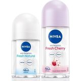 Esmo Home Kadın Roll-On Deodorant Fresh Cherry 50ML ve Mini Roll-On Fresh Natural 25ML Set, 48 Saat Koruma - Option-1