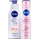 Esmo Home Kadın Sprey Deodorant Pearl&beauty 150ML, Kiraz Çiçeği Nemlendirici Vücut Losyonu 400ML - Option-1