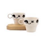Esmo Home Kara Kedi 2'li Espresso Bardak Seti - Hediye Seramik Fincan - 001-Renkli