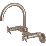 Esmo Home KS414SN Duvara Monte Mutfak Musluğu, 17,72 cm Ağız Erişiminde, Fırçalanmış Nikel - Ahşap - Option-1