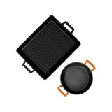 Esmo Home Lava Döküm Izgara Tava 26X32 & 20 cm Sahan Set - Gerçek Izgara Lezzeti Evde - Option-1 - --