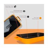 Esmo Home Lava Spring Serisi - Döküm Rosto ve Fırın Tepsisi, Dikdörtgen, 26X40 Cm, Mat Emaye, Parlak Siyah Taban, Turuncu - 10 cm - 001-Renkli