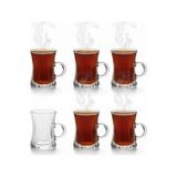 Esmo Home Lüks Kulplu Çay Fincanı 6 Adet | Kristal Berraklığında Cam | Estetik ve Ergonomik Tasarım Çay Bardağı Seti - Option-1 - 0 - Siyah