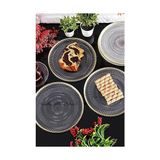 Esmo Home Marsilya Cam Pasta-Kek-Tatlı Tabağı 6'lı Şeffaf/kenarı Altın Yaldızlı-21 cm - Option-1 - 51R-Turuncu