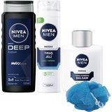 Esmo Home Men Erkek Deep Dimension Duş Jeli 500ML, Hassas Tıraş Jeli ve Tıraş Sonrası Balsam 100ML, Lif Hediye - Option-1