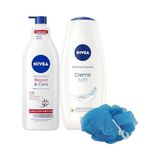 Esmo Home Men Erkek Deep Dimension Duş Jeli 500ML ve Repair Care Nemlendirici Vücut Losyonu 400ML, Lif Hediye
