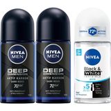 Esmo Home Men Erkek Roll On Deodorant Deep Dimension 72 Saat Anti-Perspirant Koruma (50 Ml) X2 + Kadın Roll On Deodorant & Invisible Pure 48 Saat Anti-Perspirant Koruma (50 Ml) - Option-1