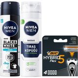 Esmo Home Men Erkek Sprey Deodorant & Invisible Fresh 150 ml + Tıraş Köpüğü 200 ml + Bıc Hybrid 5 4'lü Yedek Tıraş Bıçağı Kartuşu (5 Bıçak) - Option-1
