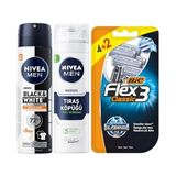 Esmo Home Men Erkek Sprey Deodorant & Invisible Güçlü Etki 72 Saat Anti-Perspirant Koruma 150ML + Tıraş Köpüğü 200 ml + Bıc 3 Erkek Tıraş Bıçağı 6'lı Blister (3 Bıçak) - Option-1