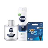 Esmo Home Men Hassas Tıraş Sonrası Losyon 100 Ml, Hassas Ciltler, Alkolsüz Formül, Hızlı Emilir + Tıraş Jeli 200 ml + Bıc Hybrid 3 4'lü Yedek Tıraş Bıçağı Kartuşu - Option-1