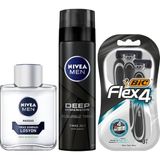Esmo Home Men Hassas Tıraş Sonrası Losyon 100 Ml, Hassas Ciltler, Alkolsüz Formül, Hızlı Emilir + Tıraş Jeli Deep Dimension 200ML + Bıc 4 Erkek Tıraş Bıçağı 3'lü Blister (4 Bıçak) - Option-1