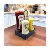 Esmo Home Metal Ketçap, Mayonezlik ve Sosluk, Yağlık Standı, Cafe Restaurant Servis Sunum Masa Düzenleyici Model-1 Siyah - Option-1 - 51R-Turuncu