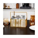 Esmo Home Mind Reader Gereçler Tutucu, Gümüş Eşya Düzenleyici, Caddesi, Çatal Bıçak Tutacağı, Mutfak, Metal Örgü, 10 "u x 7" G x 4.75" Y, Altın - Kestane Akaju - Option-1