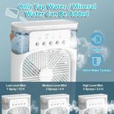Esmo Home Mini Buharlı Hava Soğutucu, Taşınabilir Portatif Klima, Mobil Sulu Klima, 3 Rüzgar Hızı, 3 Sis Modu, Buzlu Vantilatör 5 Sprey Delikli ile Renkli LED Işıklı Beyaz Renk - HR025 (Beyaz)