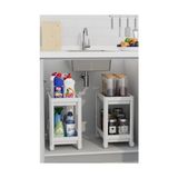 Esmo Home Mithra Life 2 Adet 2 Katlı Tekerlekli Tezgah Altı Beyaz Banyo Mutfak Rafı MIT1120 - 00 Beyaz - Option-1