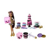 Esmo Home Monster High Havalı Doğum Günü Pasta Seti ve Clawdeen Wolf Bebek, Pasta Kreması ve Süsleme Şırıngası Gibi 20'den Fazla Aksesuar Içeren Pasta Süsleme Temalı Oyun Seti, JBG78 - Kestane Akaju - Option-1