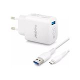 Esmo Home Nodar 18W Charge 3.0 (Qc) Micro USB Hızlı Şarj Seti - 3.4A USB To Micro USB Kablolu Adaptör,,, ve Bluetooth Aksesuarlar ile Uyumlu, Parlak Beyaz - 001-Renkli