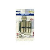 Esmo Home | Ortak Anahtarlı Bilyalı Tuzaklı 2'li Set Kilit Göbeği, Mandallı - Mandalsız Set, Çelik Kapı Göbeği (68 Mm, Nikel) - Antrasit - Option-1