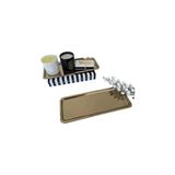 Esmo Home Paslanmaz Çelik, Dikdörtgen Sunum Tepsisi, Gold, 33X13 Cm, Düz, Çay, Kahve, Pasta Sunum, 1 Adet - Kestane Akaju - Option-1