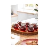 Esmo Home Perotti 15528 Keyfi Ala 6'lı 200 ml Borosilikat Cam Kulplu Çay Bardağı Seti - 1/100 Toz Ceviz