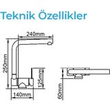 Esmo Home Pesce 4060 Fırçalı Çelik 90° Eğilebilir Pencere Önü Mutfak Eviye Bataryası - Ahşap - Option-1