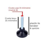 Esmo Home Plastik Başlı Çivata Ayak Mobilya Ünite Kitaplık Dolap Ayarlanabilir Ayak Mobilya Ayağı Sıkma Düğmesi Metrik 8 Çap Civata 8 Milim Boy 6 Santim - Option-1