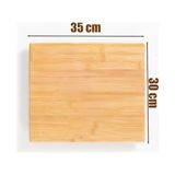 Esmo Home Porsima Bambu Peynir Pizza Tahtası Sunum Tahtası 360 Derece Dönen Yuvarlak Lüx Servis 35 x 30 x 1.5 cm - Ahşap