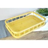 Esmo Home Premium Bambu Serisi 38X26 cm Çitli Diktördgen Tepsi - Kestane Akaju - Option-1