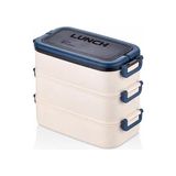 Esmo Home Promosyonca 3 Katlı Taşınabilir Yemek Kabı, Bento Lunch Box, Diyet Beslenme Kutusu, Çatal Kaşık Dahil, Bpa Içermez 19 x 16,5 x 11,5 cm (Mavi) - Kestane Akaju - Option-1