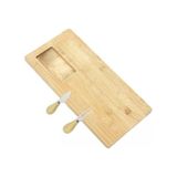 Esmo Home Promosyonca Bambu Peynir Sunum Tabağı, 3 Parça Peynir Bıçağı ve Çatalı Seti, Toplam 4 Parça, Doğal ve Şık Bambu Peynir Tabağı, Kaliteli Sunum Seti 38X19 cm Ebatlarında - Kestane Akaju - Option-1
