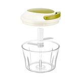 Esmo Home Promosyonca Ipli El Rondosu, Manuel Doğrayıcı, Paslanmaz Çelik Üçlü Bıçak, 700 ml Şeffaf Kase, Ergonomik Tasarım, 13,2 x 13,2 x 11,3 cm (Yeşil) - Ahşap - Beyaz