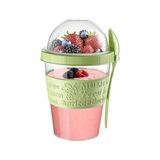 Esmo Home Renkli And Go Kaşıklı Hazneli Meyveli Yoğurt Kabı Piknik Iş Atıştırmalık Diyet Müsli Granola Süt Bardağı (Beyaz) - 0 Siyah - Option-1