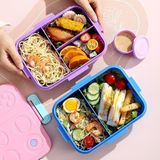 Esmo Home Renkli Desenli Beslenme Kutusu - 830 ml 3 Bölmeli Çocuk Beslenme Kabı Pp (Mavi) - Kestane Akaju - Option-1