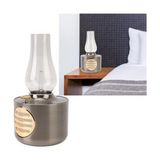Esmo Home Retro Gaz Lambası Şeklinde Dimmerli Işıklı Bluetooth Hoparlör Başucu Lambası Fonksiyonlu (Gümüş) - Option-1