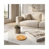Esmo Home Saul El Yapımı Premium Seramik Bardak Altlığı | Özel Kabartmalı Selçuklu Motifi | Otantik Bal Köpüğü (Hardal) Rengi | Dekoratif & Isıya Dayanıklı Sunum Altlığı - Kestane Akaju - Option-1